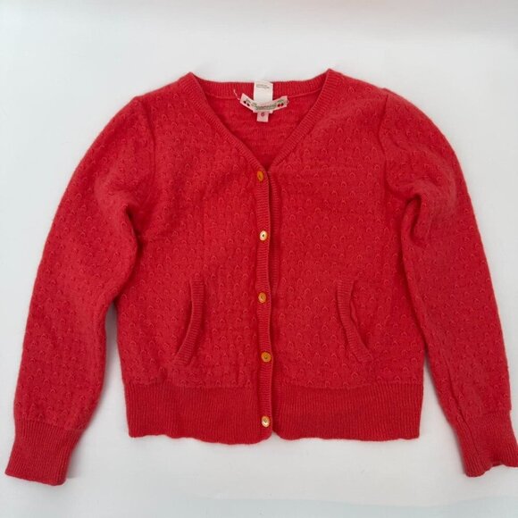 Bonpoint Sweaters - Bonpoint Girls Red Cardigan Sweater - Size 6